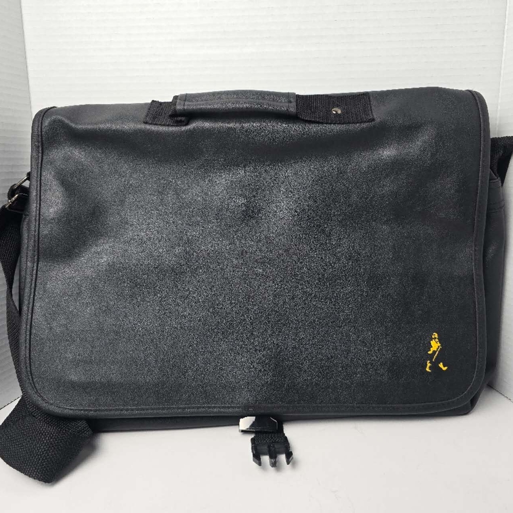 Durable Black Messenger Bag with Textured Surface